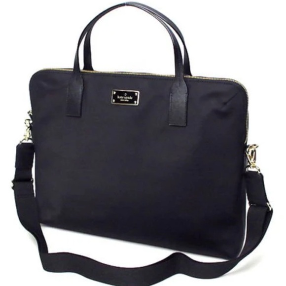 Kate Spade New York Nylon Laptop Work Bag | Black | With Strap - Picture 1 of 11